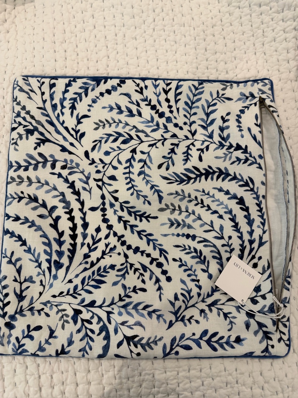 Serena & Lily Blue and White Botanical Pillow Cover